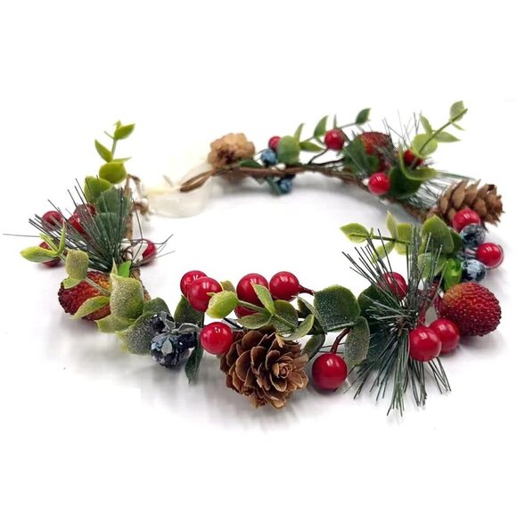 Flower Crown Polyester Hairband Christmas Style Red Berries Pine Cones for Weddi main image 7